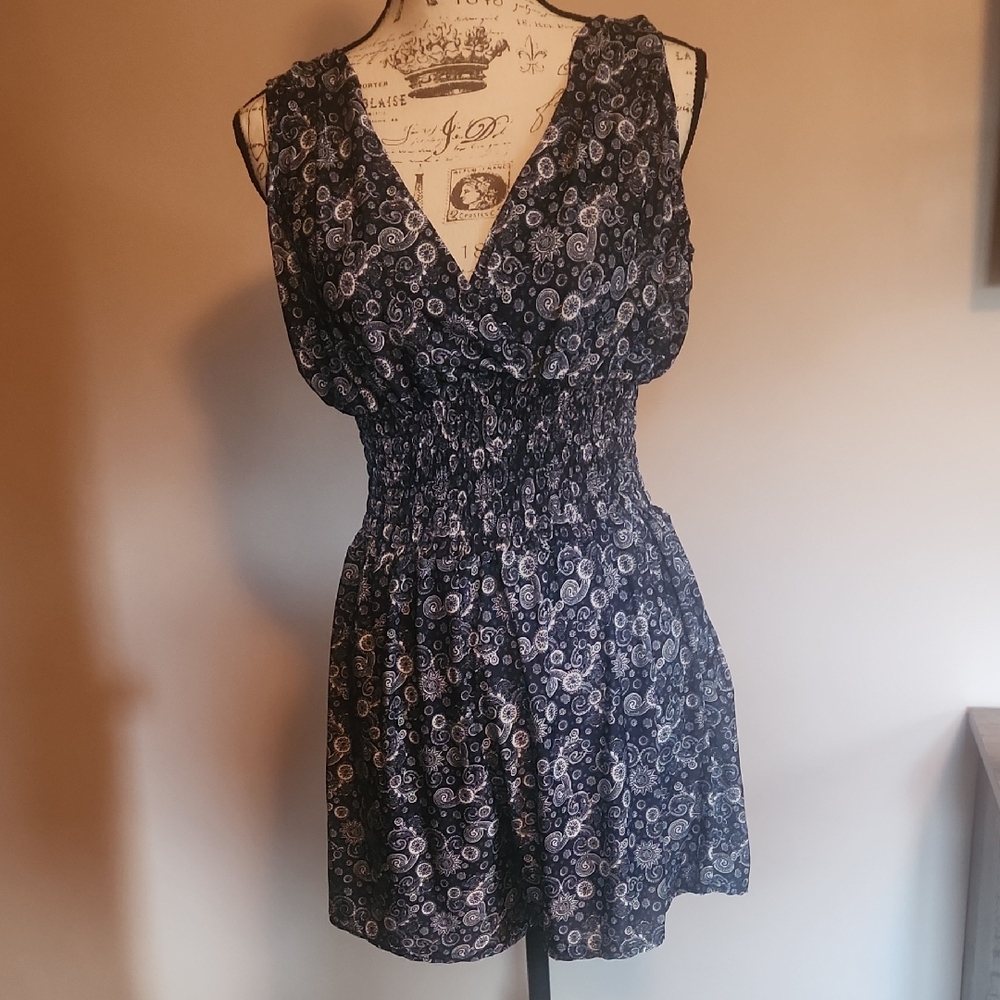 Elegant Navy Paisley Dress